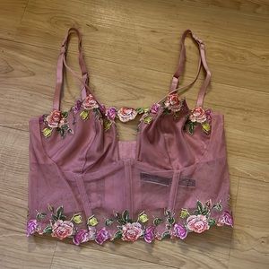 Victoria Secret Floral Sheer Cropped Corset